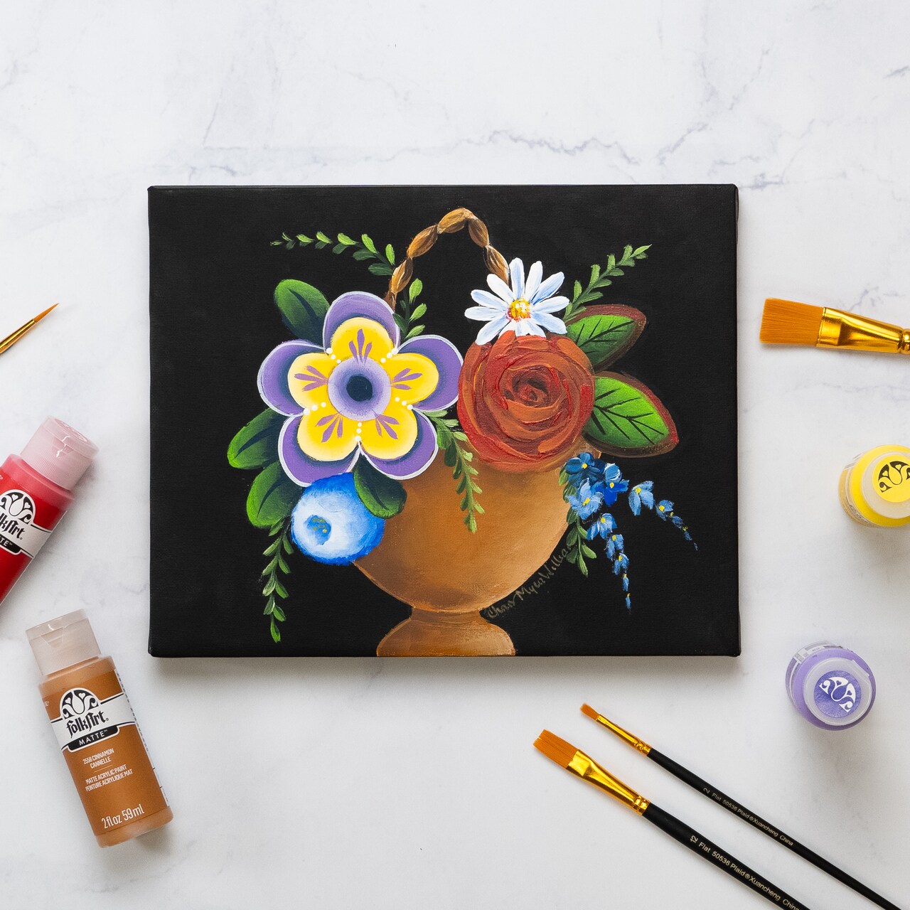 Floral Basket Painting with FolkArt®